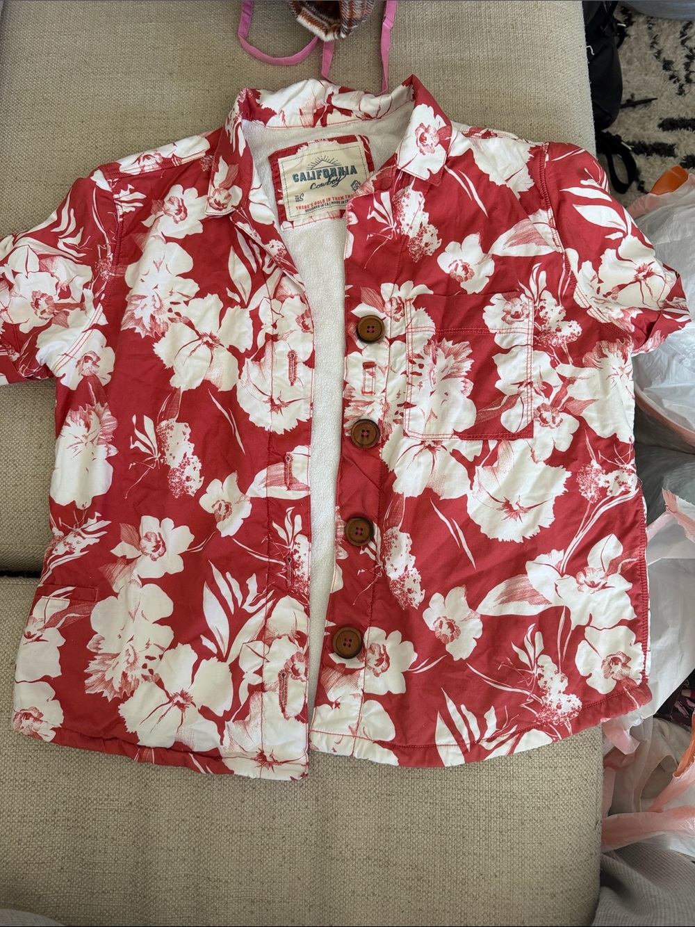 California cowboy terry cloth lined Hawaiian button down